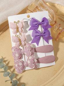 8pcs Multi-Style Hair Clip Set, Ditsy Floral Daily Photo Hair Clips, Multiple Colors Available - Mixed color - View 12