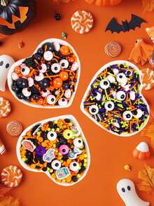 85g/3oz Chispas de Caramelo de Calabaza de Halloween, Perlas Naranjas Mezcladas con Fantasmas Blancos y Murciélagos Negros Monstruos, Mezcla de Perlas, Perfecto para Decoración de Pasteles, Horneado, Helado, Galletas, Decoración de Cupcakes, Suministros de Halloween - Multicolor - Ver 5