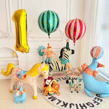 5pcs Mini Circus & Carnival 3D Foil Animal Balloons - Lion, Clown, Zebra, Seal, Pony, Suitable For Birthday Party Decoration And Theme Party Setup - Multicolor - View 5