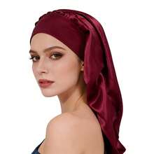 Wide Brim Quick-Dry Solid Color Satin Shower Cap/Hair Cap, Portable Women's Sleep Cap With Elastic Tie, Suitable For Women's Hair, Bathroom Accessory, Hair Accessory, Travel Essential - Multicolor - View 14