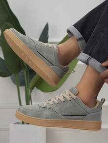 Men's All-Season Daily Lace-Up Low-Top Round Toe Casual Sneakers For Outings And Shopping - Dark Military Green - View 5