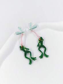 1 Pair Popular Exaggerated Acrylic Frog Insect Earrings Long Alternative Personalized Funny Ear Pendants - Green - View 1