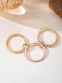 Intertwined Three‑Band Stackable Ring, Colorful Zirconia 18K Gold‑Plated Interlocking Stacking Rings, Elegant Jewelry For Women For Party And Daily Wear - Multicolor - View 4