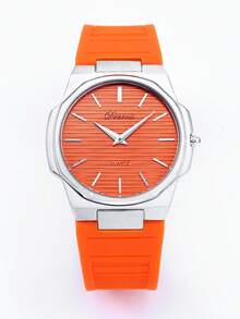 1 DENVOSI Men's Silicone Strap With Luminous Stripe, Nail Scale, Fashion, Business, Waterproof, Date Display, Quartz Watch, Daily Decoration - Silver - View 11