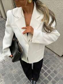 Women's Regular Fit White Textured Waffle Fabric Blazer, Ideal For Creating Sophisticated And Elegant Looks For Commuting, Casual, Dating, Parties, Outings And Holiday Celebrations - Apricot - View 3