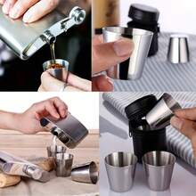 21 Pcs/ 3 Set Stainless Steel Shot Glasses Set With Leather Case, Small Cups For Hip Flask, Reusable Metal Cups For Wedding Party Carnival, Smooth Edge & Easy To Carry - View 5
