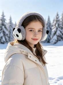 Foldable Panda Plush Kids Warm Earmuffs, Girls Autumn/Winter Outdoor Anti-Freeze Ear Warmers - Multicolor - View 8