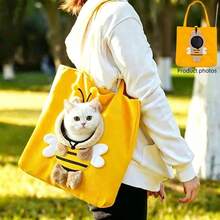 1pc Pet Travel Bag For Cats And Dogs, Crossbody Handheld Cat Carrier, Convenient For Outings And Walks, Small Dog Head-Out Shoulder Bag, Breathable Pet Supplies Suitable For All Seasons - Multicolor - View 4
