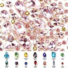 250pcs/Pack, Assorted Shapes, Multi-Color Rhinestones, Colorful Hand-Sewn Crystals, Gold Claw, Clothing, Apparel, Shoes, Hats, Bags DIY Materials, Accessories - Assorted Shapes Gold Claw 250pcs - View 29