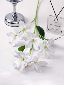 1 Stem Artificial Silk Orchid, White Orchid, Fake Flower, 29.5 Inches, For Home, Office, Wedding Table Centerpieces, Party, Yard, Garden, Summer Decor - White - View 5