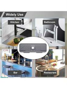Kitchen Sink Splash Guard Silicone Faucet Mat, 5° Sloped Design For Easy Drainage, 90° Foldable, Suitable For Various Sink Countertops - One Size - View 9