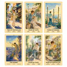 The Sunlit City Tarot Deck, 78 Original Modern Art Tarot Cards, With Guidebook EN/RU/ES/FR, Beginner Friendly, 12*7cm, 14+ - Multicolor - View 3