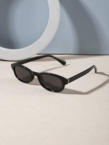 1Pc Men Solid Black Frame Fashion Glasses Lightweight PC Frame Vintage Oval Fashion Glasses For Daily Outing, Driving, Vacation With Glasses Box - Multicolor - View 4