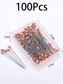 50/100pcs Fabric Sewing Needles, Long Straight Pins, Stainless Steel Glass Head Pins, Suitable For Fabric, Sewing, Craft, Quilting, Corsage And Tailoring - Multicolor - View 14