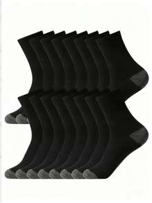 10/6/5/3/2 Pairs Men's All-Season Comfortable Sports Home Back To School Mid-Calf Socks, Unisex - Black - View 1