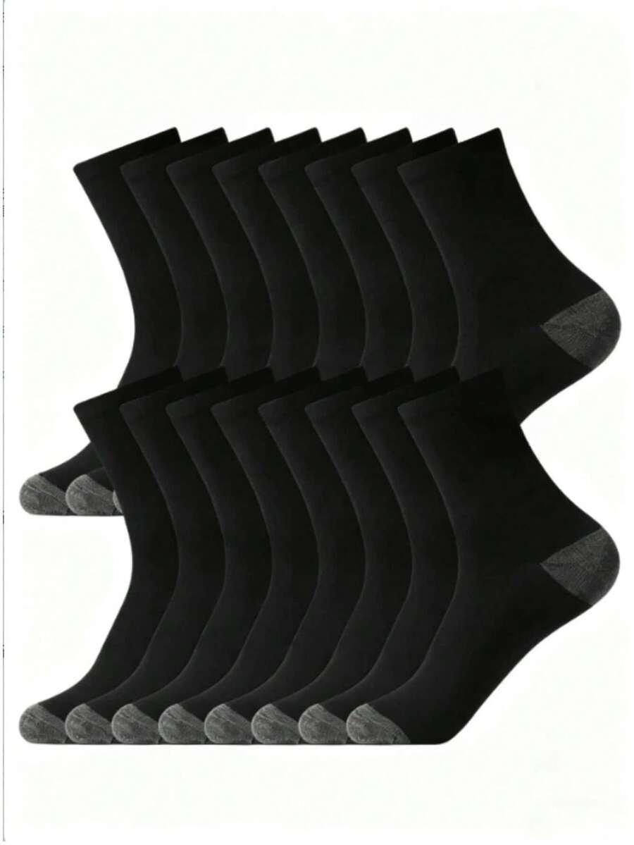 10/6/5/3/2 Pairs Men's All-Season Comfortable Sports Home Back To School Mid-Calf Socks, Unisex - Black - View 1