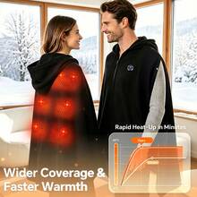 Hailicare Graphene Hooded Heating Shawl 3-Level Temp USB Powered Wearable Wrap Winter Warm For Home Office Dorm Christmas Gift (USB Plug-In, No Built-In Battery) - View 6
