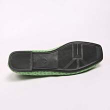 Women's Square Toe Crocodile Embossed Flat Slip-On Shoes With Metal Square Buckle Decor, Soft Sole Commuter Shoes - Green - View 3