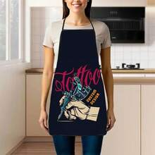 1pc Tattoo Artist Print Apron, Featuring Handheld Tattoo Machine & Pattern, Durable Work Apron Suitable For Tattoo Artists, Tattooists, BBQ Enthusiasts, Gardeners, Painters, Nail Artists - Perfect Gift For Home And Professional Tattoo Practitioners - Multicolor - View 5