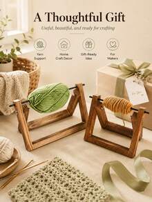 1 buah Tempat Benang Kayu, Rak Penyimpanan Benang Kayu Alami, Desain Pengeluaran Halus, Alat Merajut dan Merenda Buatan Tangan, Mencegah Benang Menggulung, Cocok untuk Ruang Kerajinan, DIY Rumah dan Penggunaan sebagai Hadiah - A - View 7