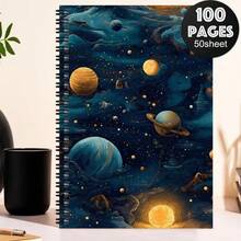 Cosmic Black Hole Starry Sky Spiral Notebook - A5 Size , 50 Sheets/100 Pages, Black Cover Suitable For, Office, Journaling, Planners - Gift For Students, Teachers, Professionals, Space-Themed Diary & Notepad - 1 Pack (50 Sheets/100 Pages) - View 5