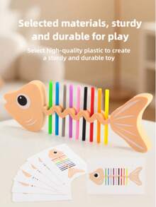 Toddler Fish Bone Stick Color Matching Board Game, Multi-Pattern Double-Sided Challenge Cards, Children's Color Recognition & Logical Thinking Training Toy, Develop Hand-Eye Coordination & Fine Motor Skills, Cultivate Patience & Concentration, Parent-Child Interactive Tabletop Game, Kindergarten & Home Early Education Educational Toy - Multicolor - View 9
