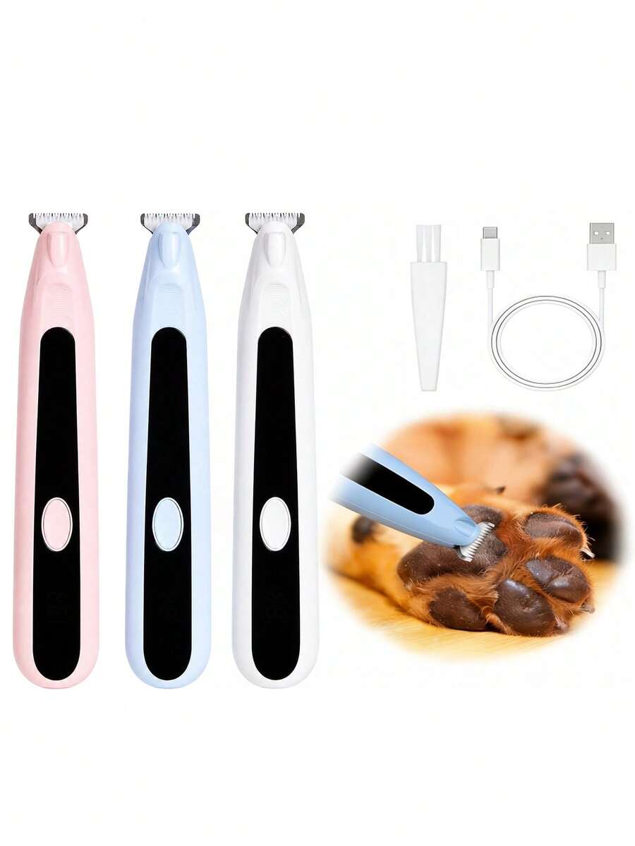 Pemotong Kuku Hewan Peliharaan Rendah Kebisingan (Dengan Lampu LED) - Dirancang untuk Anjing & Kucing: Clipper Grooming Elektrik Nirkabel Ultra Senyap, Cocok untuk Memotong Kuku, Telinga, Wajah dan Bulu Area Belakang, Kapasitas Baterai 500mAh - View 1
