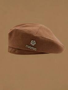 Women's Camellia Metal Logo Wool Beret, Autumn/Winter Vintage British Style Versatile Face-Slimming Painter Hat - Multicolor - View 7