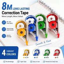 4pcs Random Correction Tape, 8m Large Capacity Correction Tape Set, Student Correction Tape, Erase And Modify Homework, Correction Tool, Correction Stationery, Eraser, Homework Writing, Correction Supplies - Multi-color - View 3