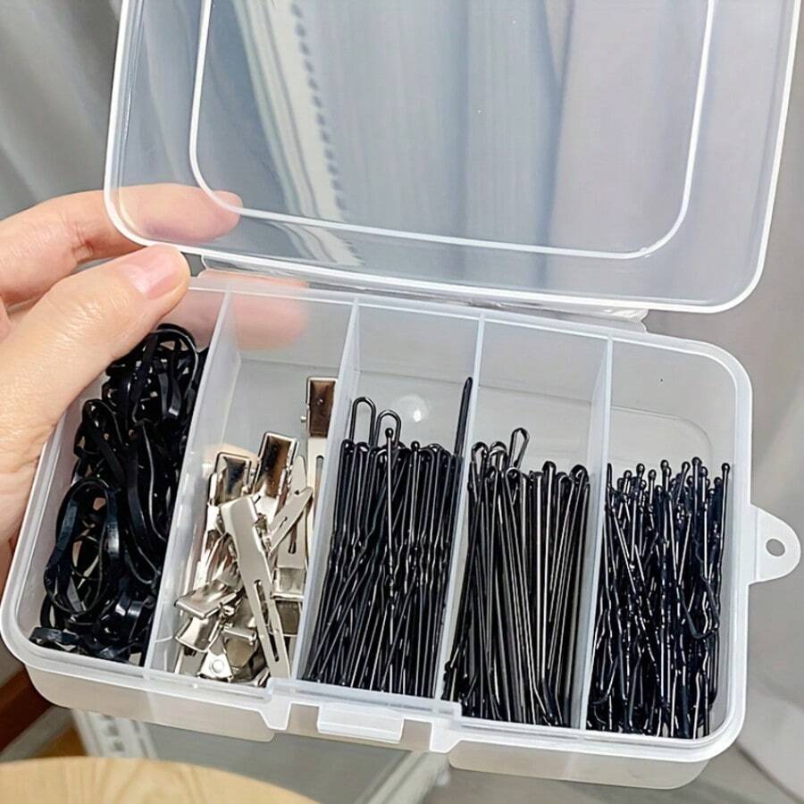 Transparent Hair Accessory Storage Box, Hair Ties, Elastic Clips, Hair Clips Organizer, Multi-Compartment Easy Classification Portable Travel Storage Box, Perfect Gift For Women, Girls, Birthday, Wedding, Gender Reveal Party, Back To School Season For Friends, Family, Colleagues - Multicolor - View 1