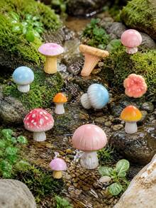 10/20pcs Random Color Multi-Color Mushroom Miniatures, Mushroom Decorative Ornaments, Garden Micro Landscape Gardening Decor, Potted Plant DIY Landscaping Accessories, Moss Tree Root Forest Landscape Decoration - Multicolor - View 5