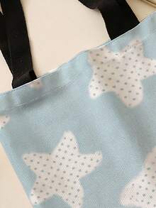 1pc Five‑Pointed Star Print Canvas Tote Bag, Large Capacity Hand‑Held Shoulder Bag,Reusable Shopping Bag For Music Festival Party Daily Packing Books - Multicolor - View 5