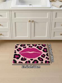 1pc Bathroom Rug Mat, Flocked Soft Touch, Pink Leopard Print, TPR Non-Slip Back, Suitable For Kitchen, Outdoor, Indoor, Hallway, Bedroom, Living Room, Machine Washable Easy To Clean, Autumn Bathroom Decor Rug - Multicolor - View 14