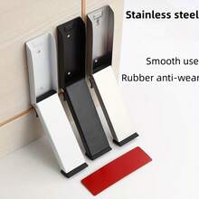 1pc Stainless Steel Folding Door Stopper, Rubber Door Stop, Foot Operated, Movable Door Holder, Windproof Door Stopper, Perfect Gift - Multicolor - View 3