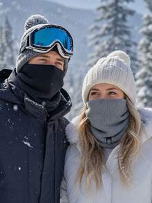 Fashionable Soft Knitted Neck Warmer, Neutral Thick Fleece Sports Scarf, Warm And Windproof, Suitable For Winter Skating, Running, Cycling, Skiing And Outdoor Activities - Multicolor - View 2