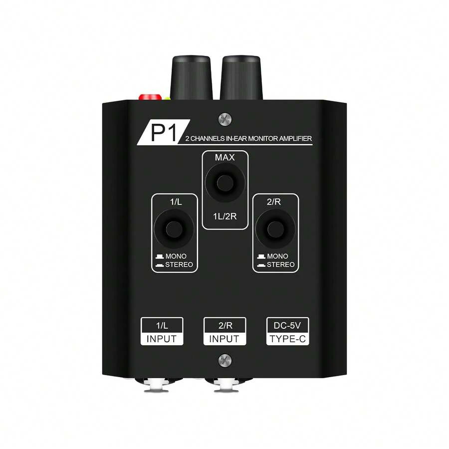 P1 Bộ khuếch đại tai nghe giám sát cá nhân trong tai stereo 2 kênh, mixer IEM âm thanh chuyên nghiệp - màu đen - Xem 1