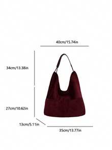 Fashionable Burgundy Mother-Daughter Bag, Suede Versatile Large Capacity Shoulder Bag, Multi-Pocket Bag, Suitable For College, Commuting, Shopping, Street Shopping, Daily Use. - Burgundy - View 3