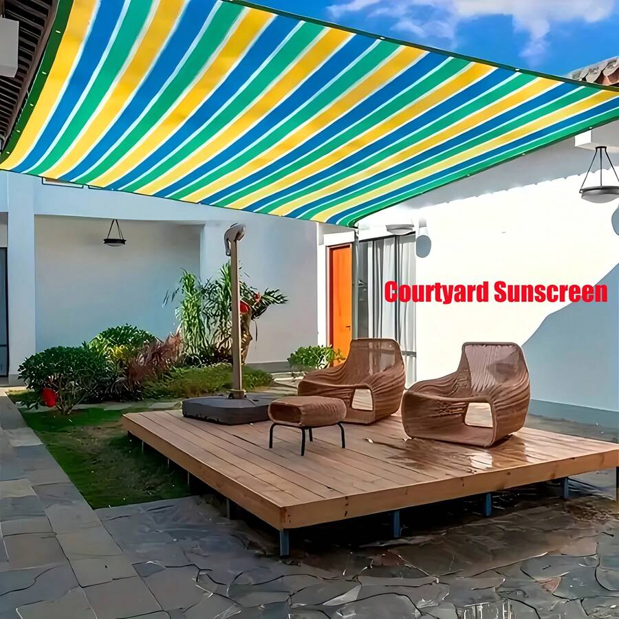 1pc Eyelet Shade Cloth Outdoor Sunshade Net - High Quality Shade Fabric Fence - Durable Tear-Resistant Easy Installation Suitable For Balcony Patio Swimming Pool Provides Excellent Shade Coverage And Privacy Protection With Hemming And Eyelets - Six-line Edge Binding and Hole Punching - View 1
