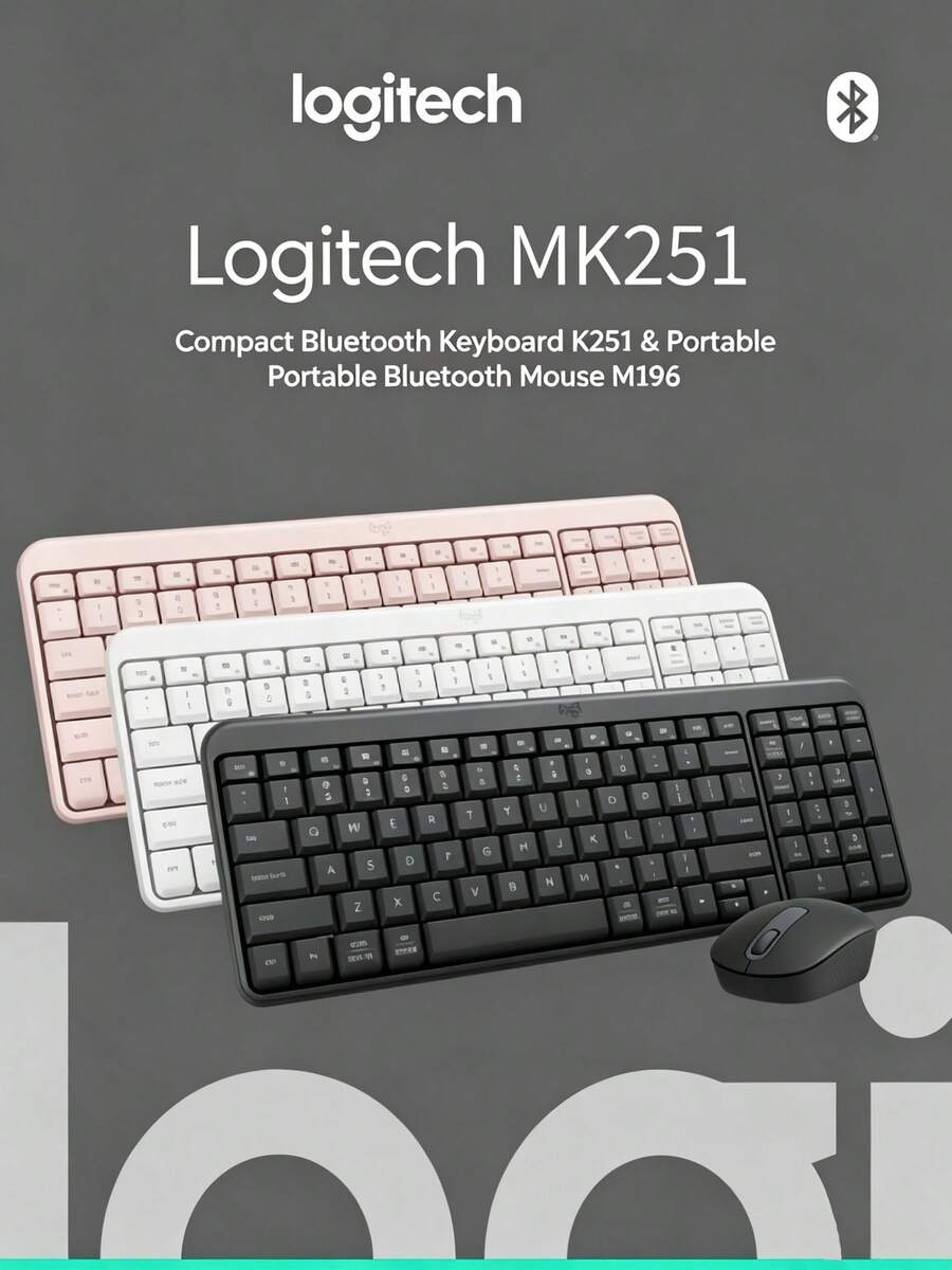 Logitech MK251 Wireless Office Keyboard And Mouse Set With Bluetooth Connection, Slim Design, Multi-Device Switching, Stand Function, And Efficient Input Experience. Pink - Pink - View 1