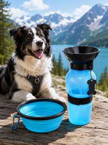 1pc Leak-Proof Dog Water Bottle And 350ML Folding Bowl - Portable Design For Pets, Perfect For Travel And Walks - Multicolor - View 2