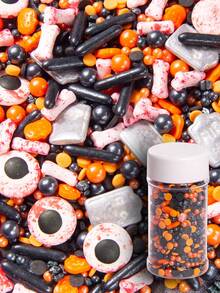 85g/3oz Chispas de Caramelo de Calabaza de Halloween, Perlas Naranjas Mezcladas con Fantasmas Blancos y Murciélagos Negros Monstruos, Mezcla de Perlas, Perfecto para Decoración de Pasteles, Horneado, Helado, Galletas, Decoración de Cupcakes, Suministros de Halloween - Multicolor - Ver 23