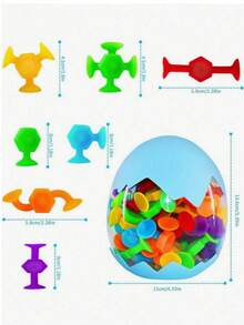 11/24/48pcs Absorbent Cup Toys, Eggshell Building Blocks, Educational Toys, Soft Silicone Building Set, Sensory Painting Kit - Multicolor - View 3