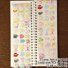 35cm/Loop Cute Pastel Cup Sticker Roll, Kawaii Colorful Mug & Goblet Decorative Stickers, Sweet Aesthetic Scrapbook Journal DIY Supplies - Square - View 8