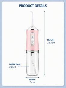 Alat Pembersih Gigi Portabel Isi Ulang untuk Penggunaan di Rumah, Tangki Air Transparan 230ml, Baterai 800mAh, Mode Lembut/Normal/Pulsa, 4 Nozel yang Dapat Diganti, Desain Tahan Air IPX7 - MultiWarna - View 9