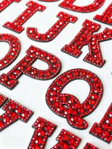 White Pearl A-Z Letter Applique, Pink Sequin Rhinestone Letter Heat Transfer Patch, Adhesive Backing Iron-On DIY Patch, Sparkling Exquisite Clothing Accessory, Washable Decorative Fabric Patch, Suitable For Handmade DIY Enthusiasts, Clothing Modification Players, Gift Makers, Party Decorators, Clothing, Backpack, Hat, Phone Case DIY Decoration, Clothing Repair And Modification, Handmade Craft Creation - Multiple Styles - View 2