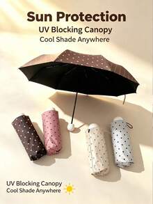 Minimalist Polka Dot Automatic Roll-Up Black Rubber Umbrella, Suitable For Sunny And Rainy Days, Foldable, UV Protection, Women's Parasol, Fashion Capsule Series Umbrella - Multicolor - View 1