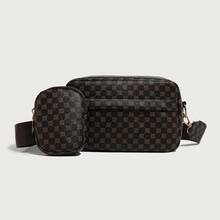 Women Brown Printed Crossbody Sling Shoulder 2Pcs Bag Set With Mini Coin Purse, Adjustable Wide Strap Casual Daily Travel Shopping Small Phone Purse - Multicolor - View 13