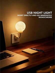 USB Smart Night Light With Adjustable Gooseneck; Voice-Controlled Mini Night Light Featuring Three Lighting Modes And English Voice Control Support; A Creative Plug-In Moon Lamp And USB Bedside Light With Preset Settings.Decorative Room Lights - Multi-color - View 3