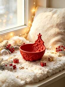Christmas Tree Embossed Resin Decorative Bowl, Holiday Candy Ornament Key Storage Tray, Festive Tabletop Decor, Suitable For Vanity, Entryway, Dining Table Home Decoration, Fit For Adults - Multicolor - View 3