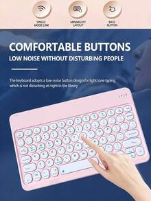 Teclado y ratón inalámbrico azul compatible con iPad, computadora, teléfono, tableta, conjunto de teclado y ratón mini recargable y silencioso - Rosa - Ver 5